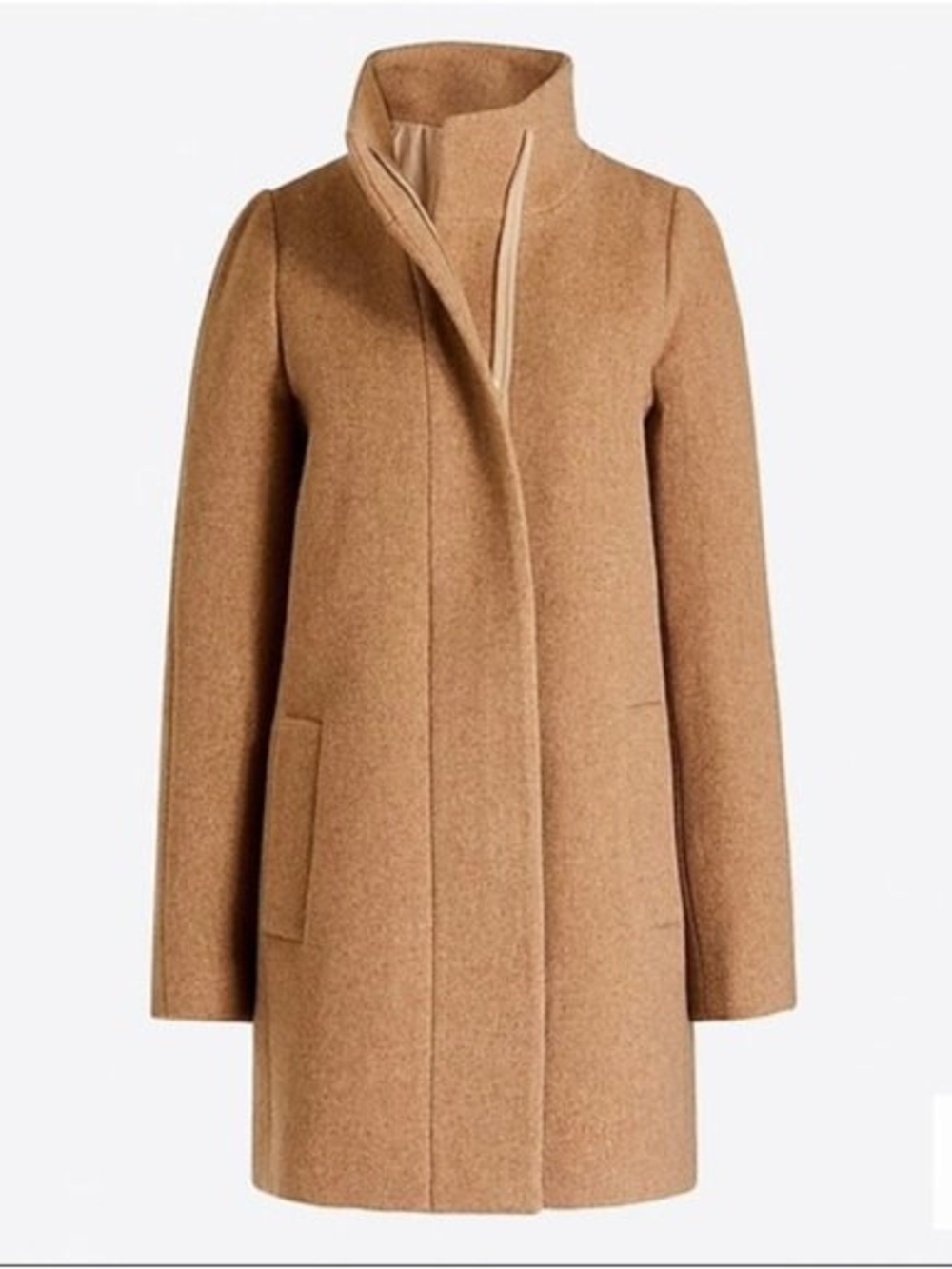 J Crew Womens City Coat Camel Wool-Blend Stand Collar Coat